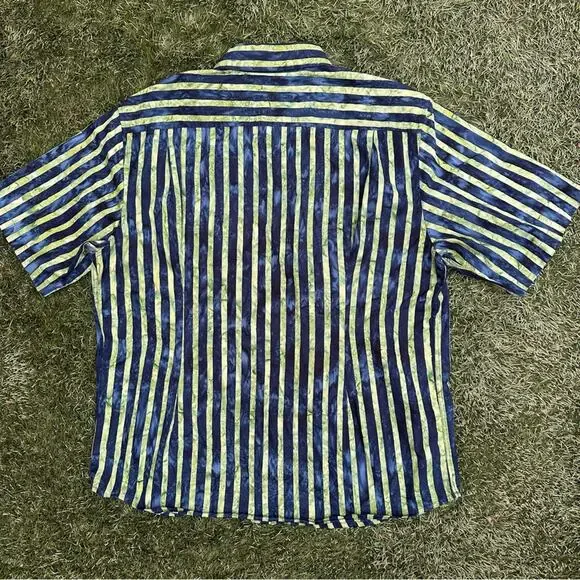 The Territory Ahead Men's Referee Batik Stripe Chest Pocket Short Sleeve Shirt L - Picture 7 of 7